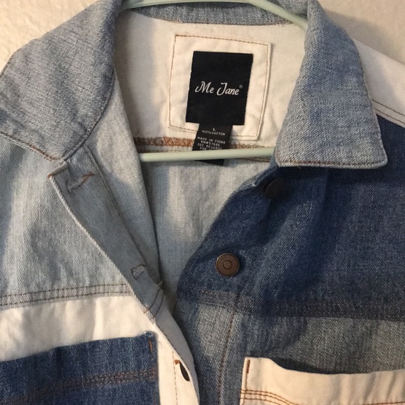 Me Jane Colorblock Crop Denim Jacket - Picture 3 of 5